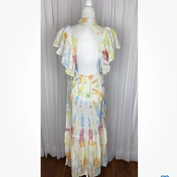 Young Fabulous & Broke Cruz Open Back Ruffled Maxi Dress Papaya Summer of Love S - Picture 8 of 16